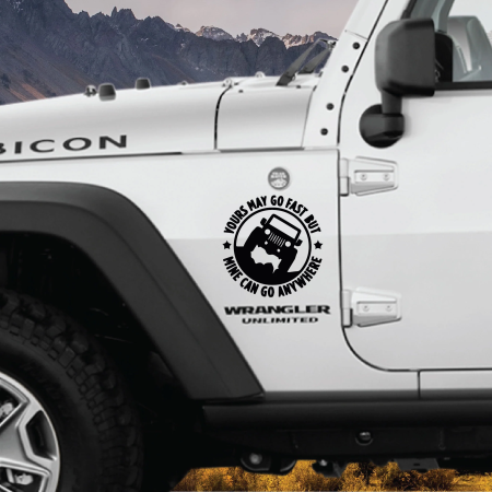 Stickere si Printuri - Sticker autoadeziv pentru vehicule Off Road, model "You Can Go Fast", dimensiune 30 x 30 cm, culoare Neagra