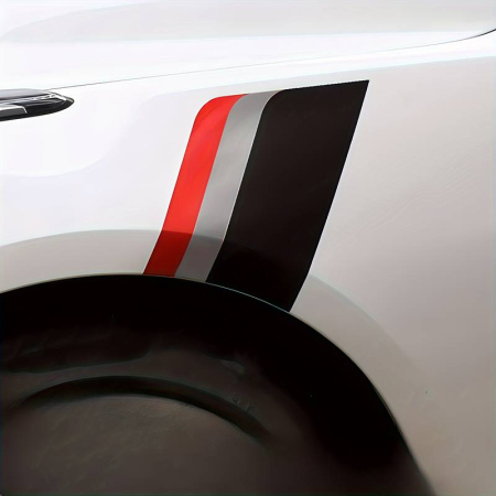 Stickere si Printuri - Sticker autoadeziv Tuning, model "Racing Flag", dimensiune 30 x 24 x 17 cm, culoare Negru/Argintiu/Rosu