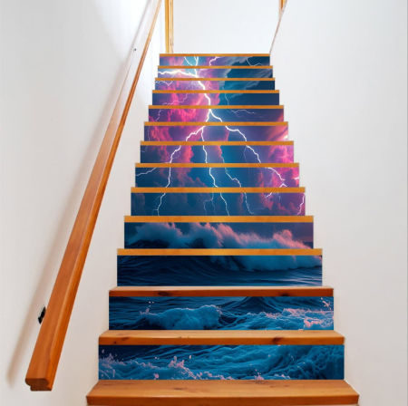 Stickere si Printuri - Sticker decorativ pentru scari interioare, print autoadeziv de inalta rezolutie, dimensine 200 x 124 cm, cod: AVX-STAIRS-02