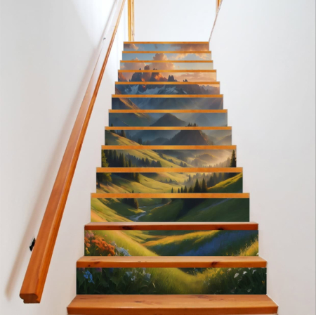 Stickere si Printuri - Sticker decorativ pentru scari interioare, print autoadeziv de inalta rezolutie, dimensine 200 x 124 cm, cod: AVX-STAIRS-07