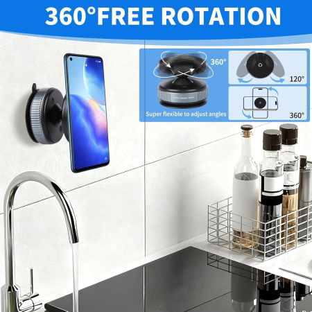 Suport Auto pentru Telefon, Magnetic, BYONDSELF®, Universal, Capacitate Portanta 7 kg, Multifunctional, Prindere pe Bord, Geam, Mobilier, Rotire 360°, Negru [5]