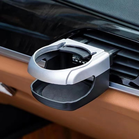 Organizatoare Auto - Suport auto universal pentru pahare, montaj in grila de ventilatie, culoare argintiu, DH-04