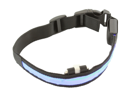 Pet Shop - Zgarda iluminata cu LED pentru caine sau pisica, culoare Albastra, AVX-AG232A