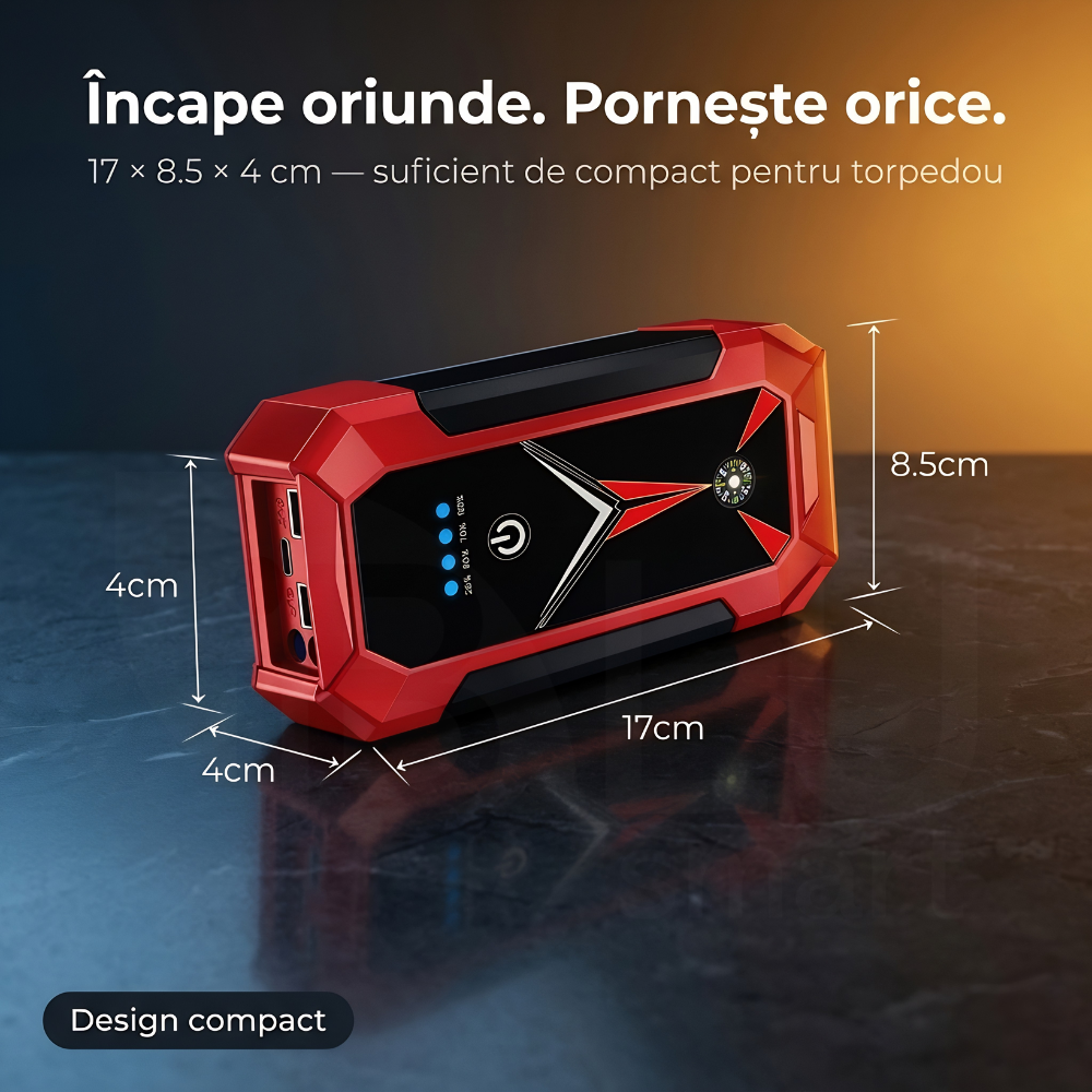 Dimensiuni tehnice exacte ale jump starterului iBLU smart pentru portabilitate