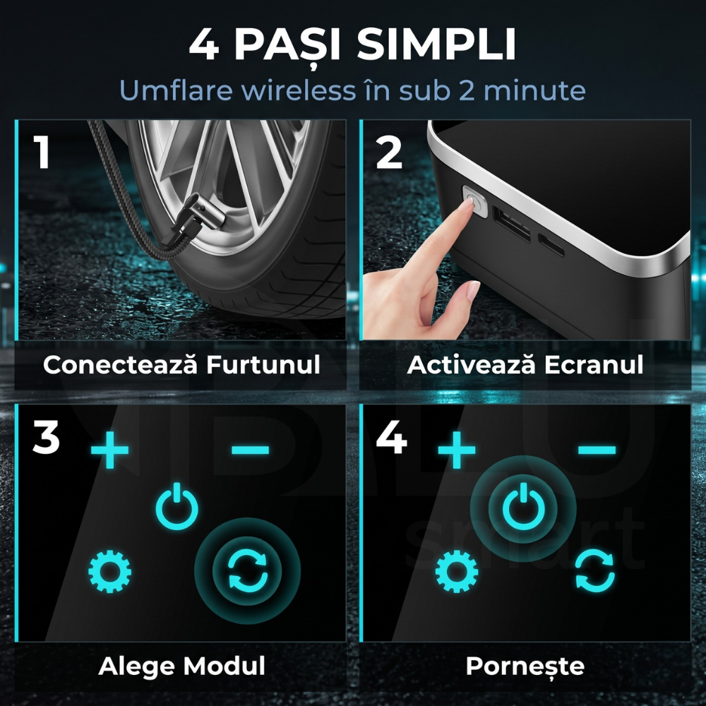 compresor auto portabil usor de utilizat