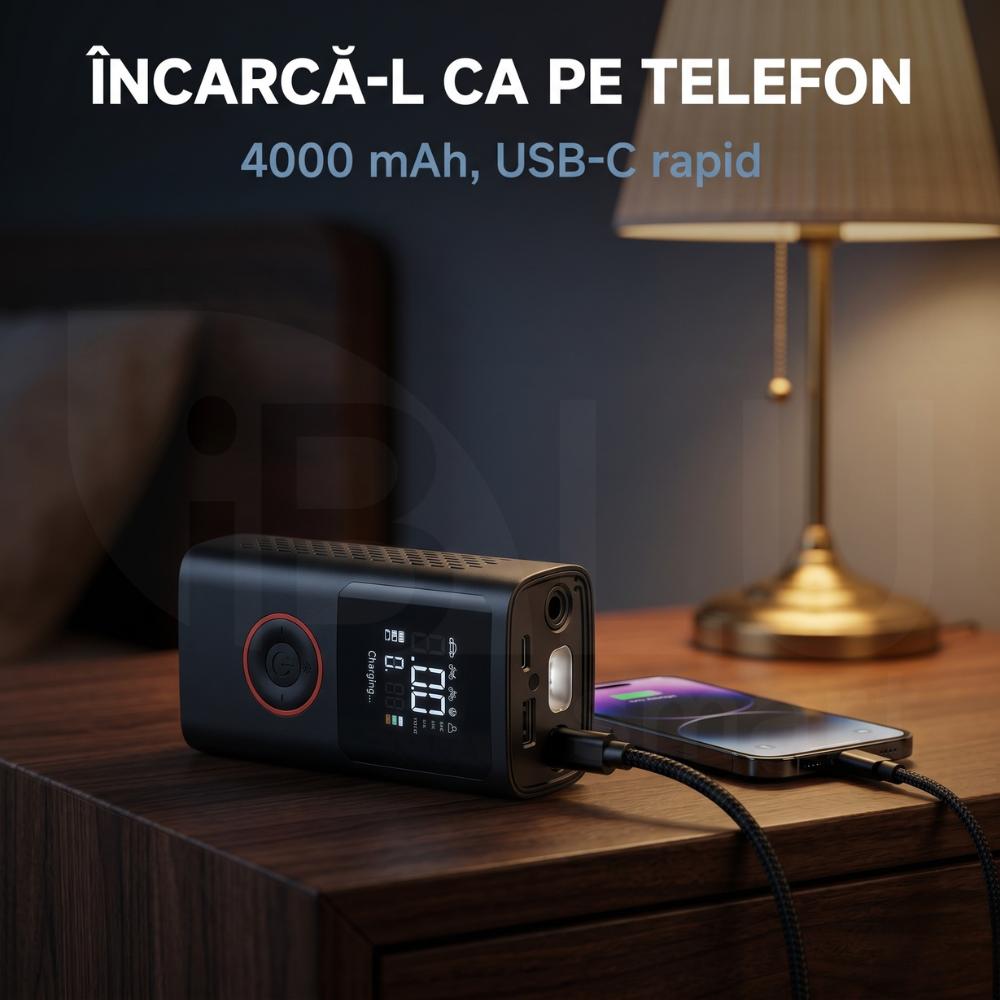 Baterie 4000 mAh, încărcare USB-C ca la telefon