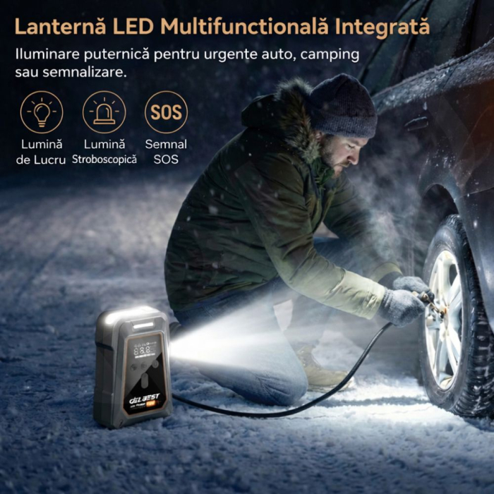 Jump Starter Auto iBLU 1000A cu Compresor și Powerbank [4]