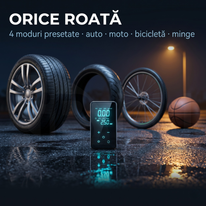 Compresor Auto Digital Portabil 6 în 1 cu Ecran LED Full-Touch, Multifuncțional [3]