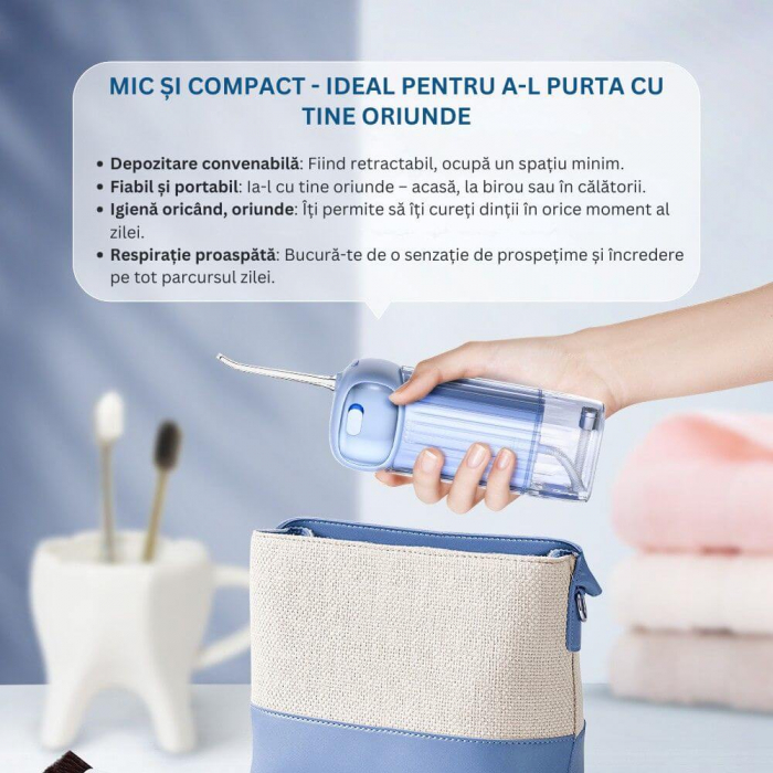 Irigator Oral iBLU Smart – Mini, UV, 4 Capete, 4 Moduri, Rezervor Retractabil [6]