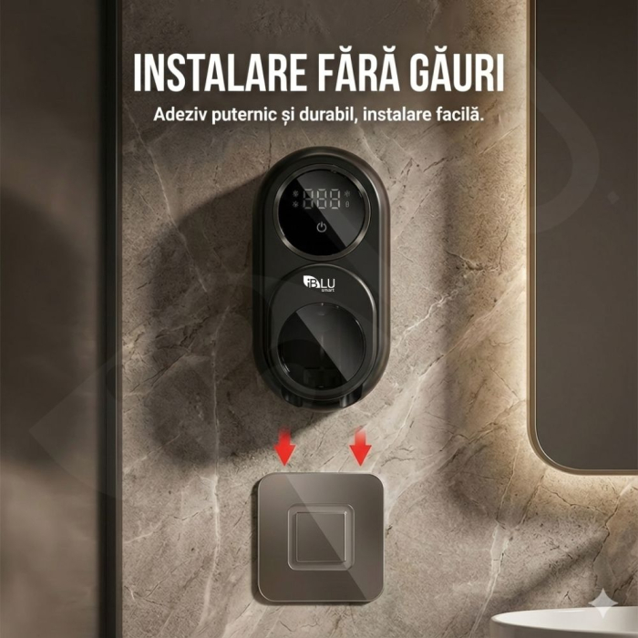 Sterilizator UV si Suport pentru 2 Periute de Dinti iBLU smart™, Deschidere Automata cu Senzor Infrarosu, Uscare Activa cu Ventilator, Sterilizare 99.9%, Display LED, Acumulator 2000mAh, Montaj facil fara gauri, Negru [4]