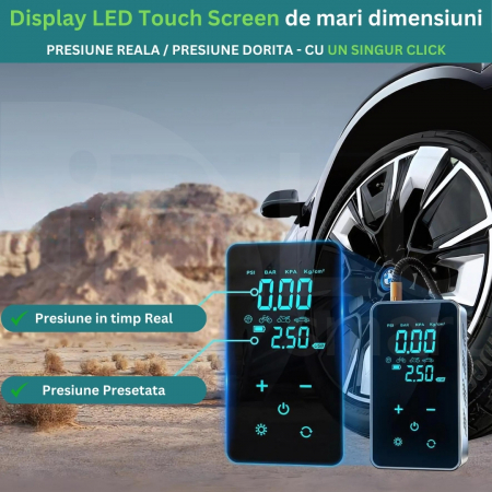Compresor Auto Digital Portabil 6 în 1 cu Ecran LED Full-Touch, Multifuncțional [4]