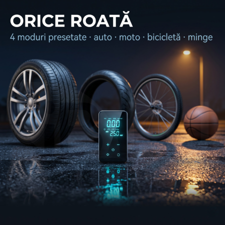 Compresor Auto Digital Portabil 6 în 1 cu Ecran LED Full-Touch, Multifuncțional [2]