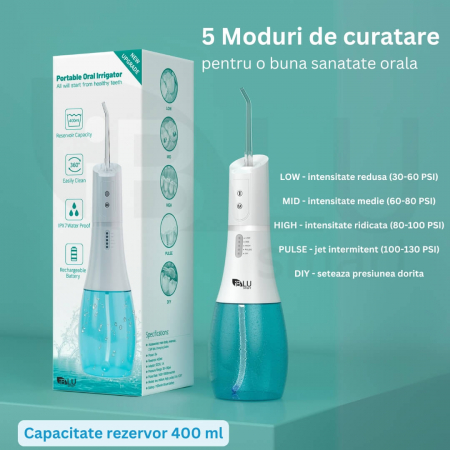 Irigator Oral Profesional pentru Duș Bucal cu Rezervor Detașabil, Portabil, 6 Capete, Negru [3]