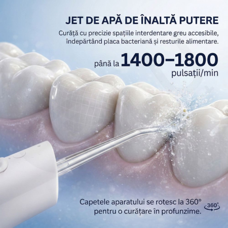 Irigator Oral Profesional pentru Duș Bucal cu Rezervor Detașabil, Portabil, 6 Capete, Alb [2]