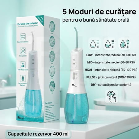 Irigator Oral Profesional pentru Duș Bucal cu Rezervor Detașabil, Portabil, 6 Capete, Alb [3]