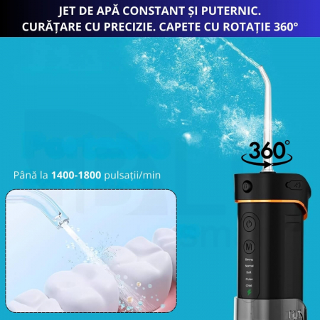 Irigator Oral Profesional Slim pentru Duș Bucal cu Rezervor Retractabil si Gravity Ball, 4 Capete, Negru [6]