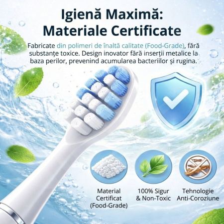 Periuță de Dinți Electrică Sonică iBLU smart, Motor Maglev 38.400 VPM, 5 Moduri de Curățare, Timer Inteligent, Pachet Complet cu 6 Rezerve și Toc de Transport, Autonomie 30 Zile, Încărcare Wireless, Waterproof IPX7, Alb [3]