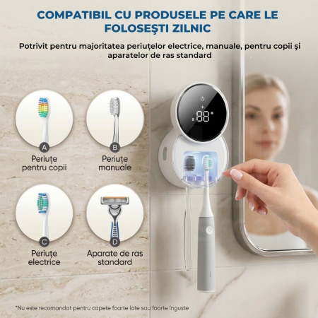 Sterilizator UV pentru o Periuță de Dinți, Senzor Deschidere-Închidere Automată, Alb [8]