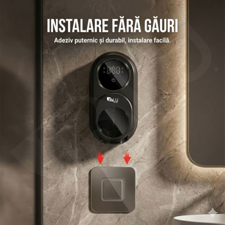 Sterilizator UV si Suport pentru 2 Periute de Dinti iBLU smart™, Deschidere Automata cu Senzor Infrarosu, Uscare Activa cu Ventilator, Sterilizare 99.9%, Display LED, Acumulator 2000mAh, Montaj facil fara gauri, Negru [3]