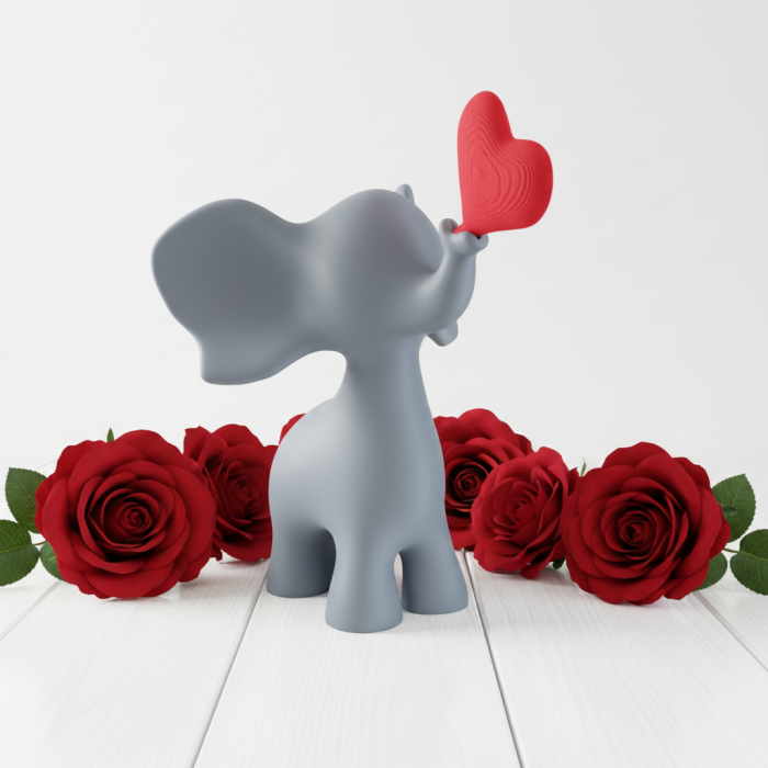 Decor Elefant cu Inimă roșie detașabilă – Figurină decorativă 3D | Idearium [4]
