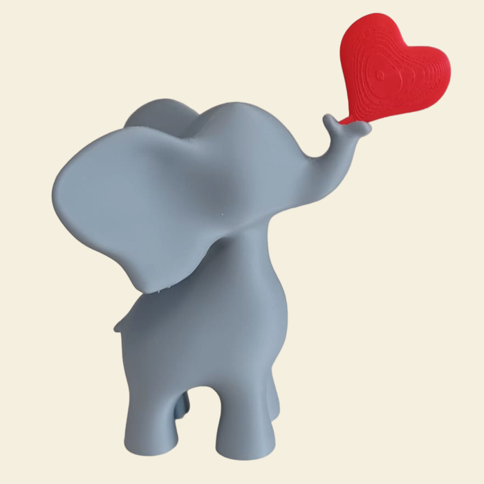 Decor Elefant cu Inimă roșie detașabilă – Figurină decorativă 3D | Idearium [2]