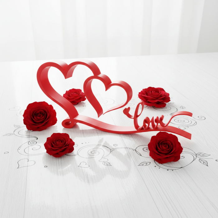 Decor Inimi Line Art cu mesaj „Love” – Idearium [2]