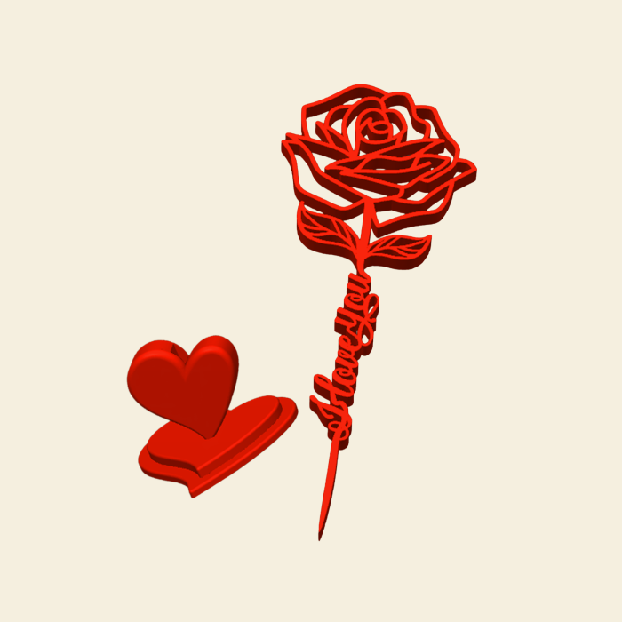 Trandafir cu mesaj I Love You – Suport inimă Idearium [2]