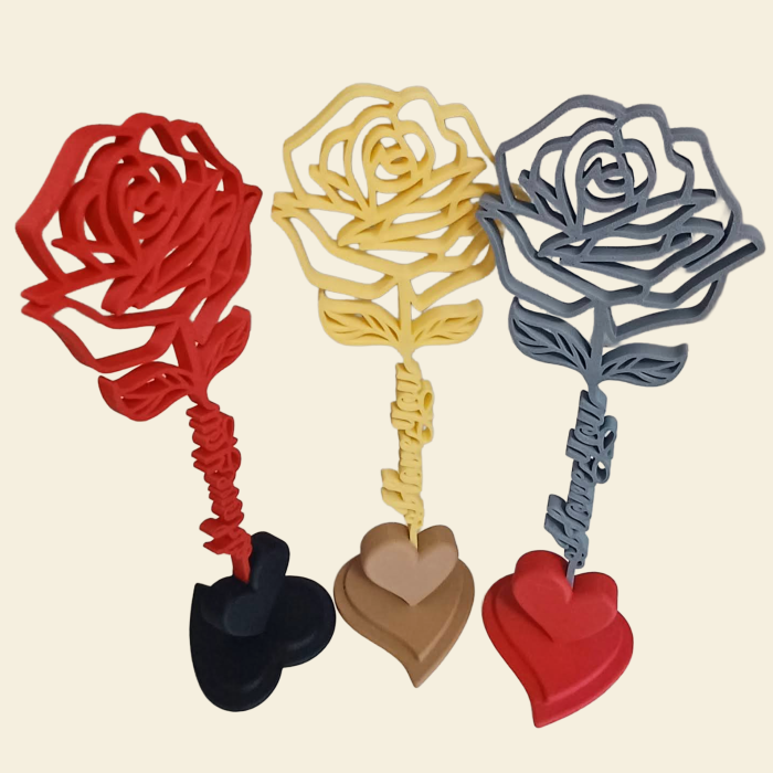 Trandafir cu mesaj I Love You – Suport inimă Idearium [4]