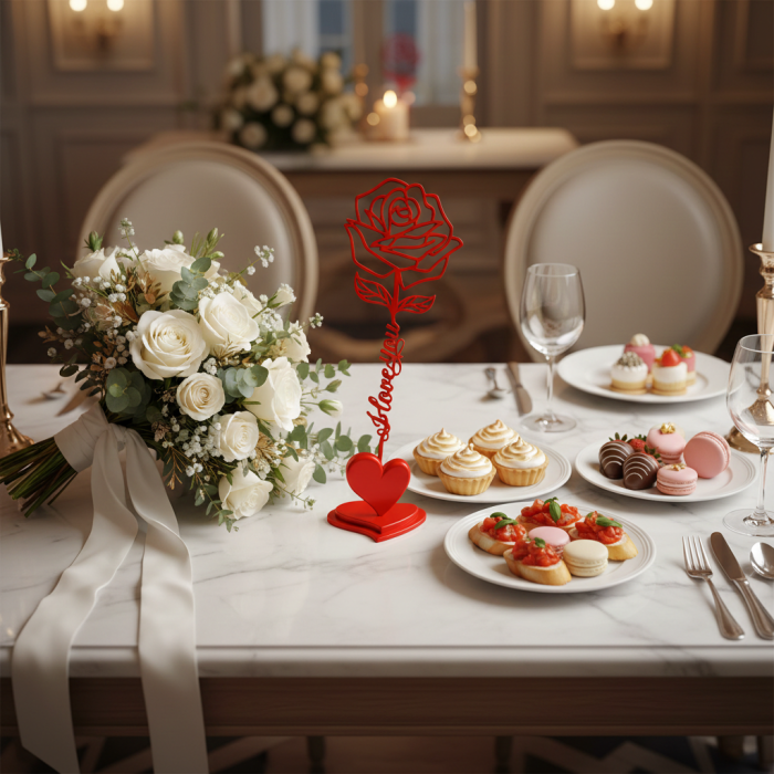 Trandafir cu mesaj I Love You – Suport inimă Idearium [7]