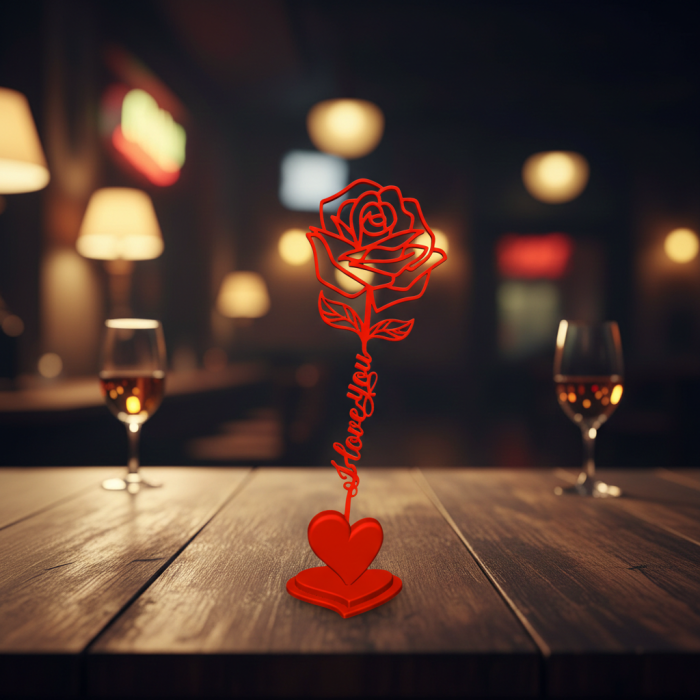 Trandafir cu mesaj I Love You – Suport inimă Idearium [5]