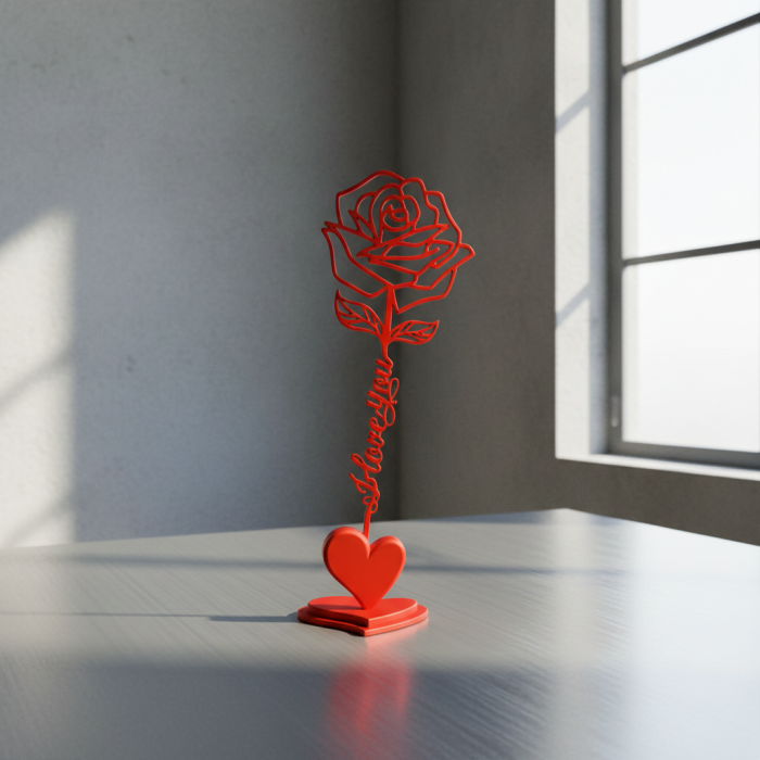 Trandafir cu mesaj I Love You – Suport inimă Idearium [6]