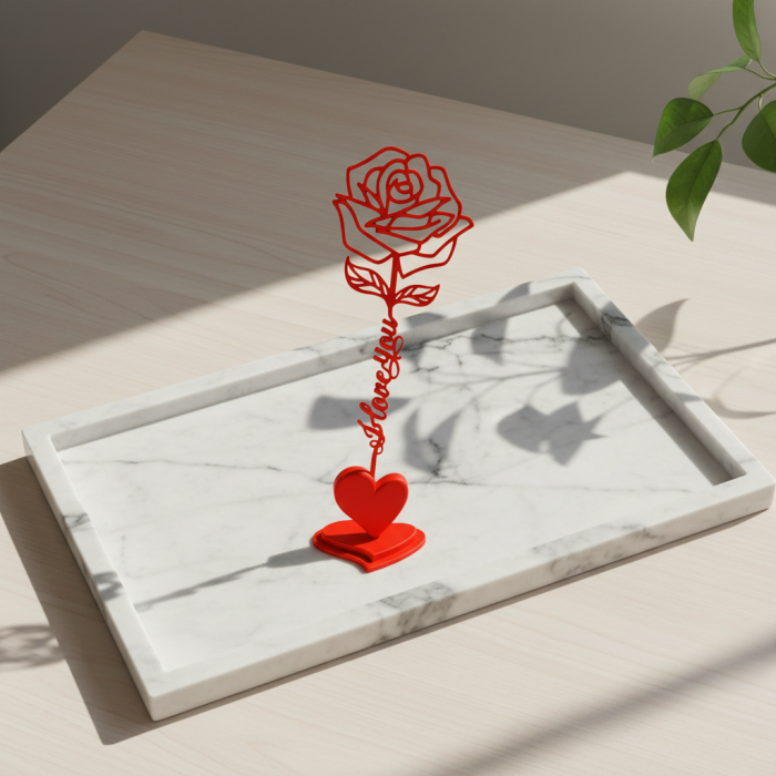 Trandafir cu mesaj I Love You – Suport inimă Idearium [3]