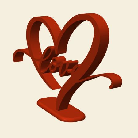 Valentine’s - Decor Inimă cu mesaj „Love” pe suport – Idearium