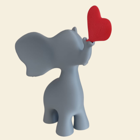 Valentine’s - Decor Elefant cu Inimă roșie detașabilă – Figurină decorativă 3D | Idearium