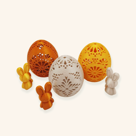 Nunți, Botezuri & Evenimente Speciale - Set 3 Ouă de Paște Elegance cu Iepurași în Interior Idearium