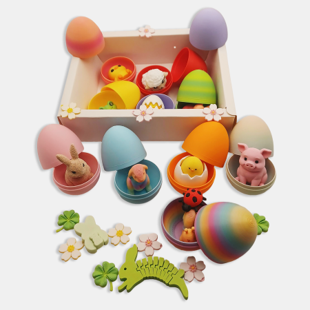 Set Cadou Paște „Spring Box” – Ouă cu Figurine & Decor de Primăvară - Transport inclus