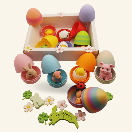 Primăvară & Paște - Set Cadou Paște Ouă XL cu Figurine și Decor de Primăvară Idearium