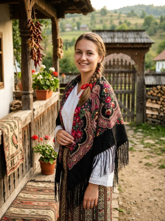 Basmale - Șal tradițional model trandafiri