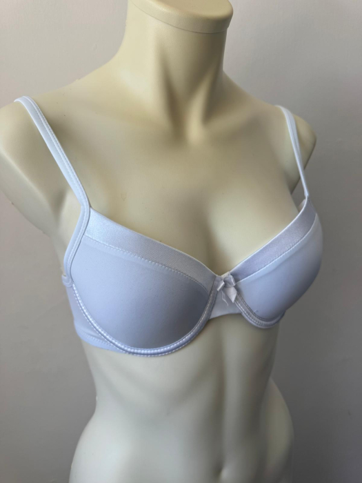 Sutien Mihaela cu cupa B subtire, satin , microfibra , alb [2]