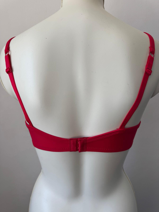 Sutien Mihaela cu cupa B subtire, satin , microfibra , rosu [3]