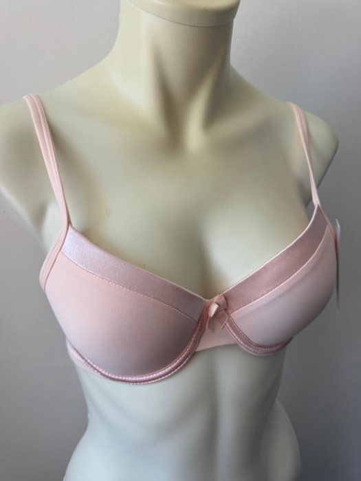 Sutien Mihaela cu cupa B subtire, satin , microfibra , roz [2]