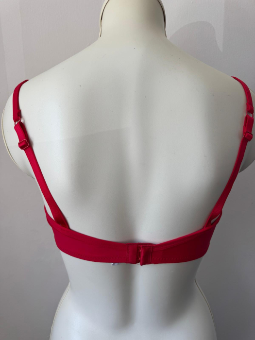 Sutien Mihaela cu cupa  C subtire, satin , microfibra , rosu [3]