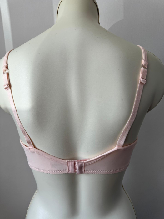 Sutien Mihaela cu cupa  C subtire, satin , microfibra , roz [3]