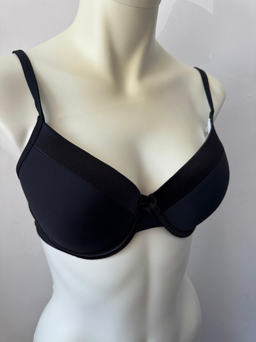 Sutien Mihaela cu cupa  D subtire, satin , microfibra , negru [3]