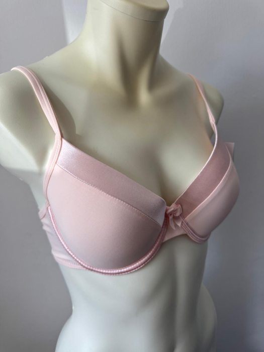 Sutien Mihaela cu cupa  D subtire, satin , microfibra , roz [2]