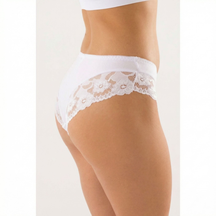 Chiloți Brazilian Vipera - Dantela Fina si Bumbac, Alb (M-XXL) [2]