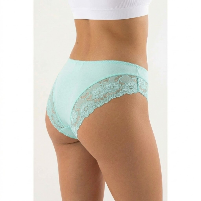 Chiloți Brazilian Vipera - Dantela Fina si Bumbac, Turcuaz (M-XXL) [3]