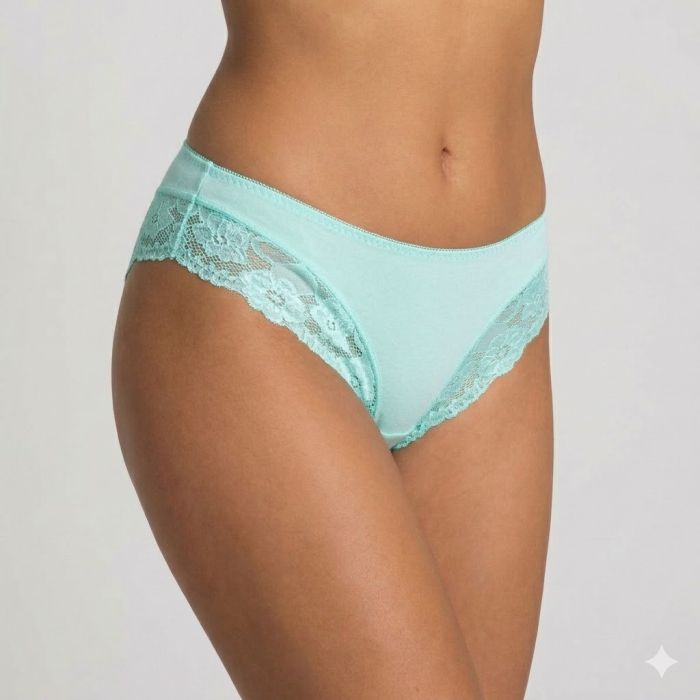 Chiloți Brazilian Vipera - Dantela Fina si Bumbac, Turcuaz (M-XXL) [4]