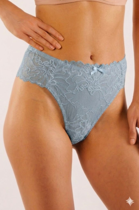 Chiloți Brazilieni din Dantelă Elastică, cu Talie Înaltă eleganti, Albastru S-XL [3]