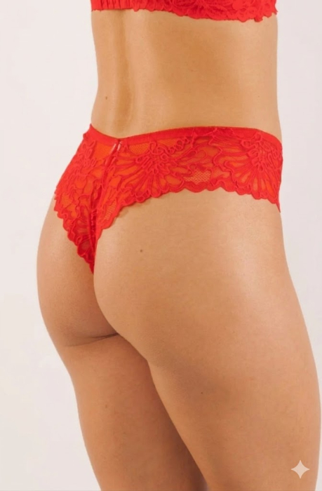 Chiloți Brazilieni din Dantelă Elastică, cu Talie Înaltă eleganti, Rosu S-XL [2]